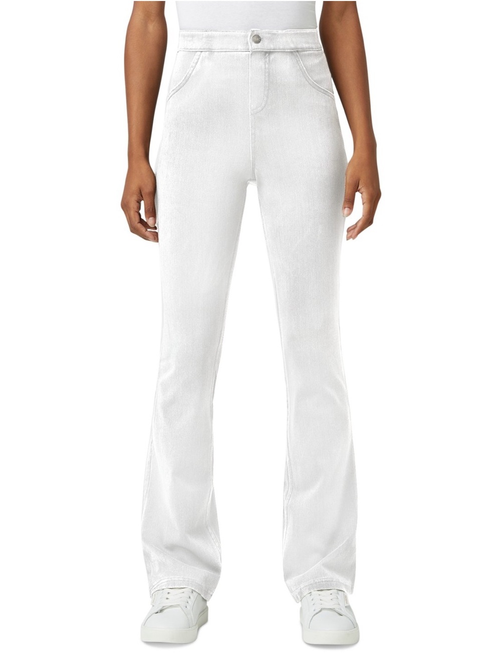 HUE White High-Rise Flare Jeans